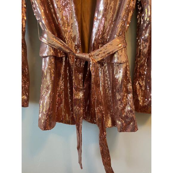 CULPOS X INC Rose Gold Sequin Blazer Jacket - Picture 3 of 6